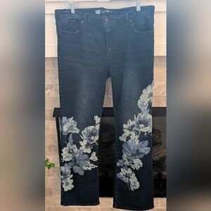 DG2 by Diane Gilman Navy Jeans with Light Blue Floral Design